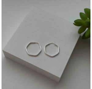 Argola Hexagonal Fio Abaulado em Prata 925